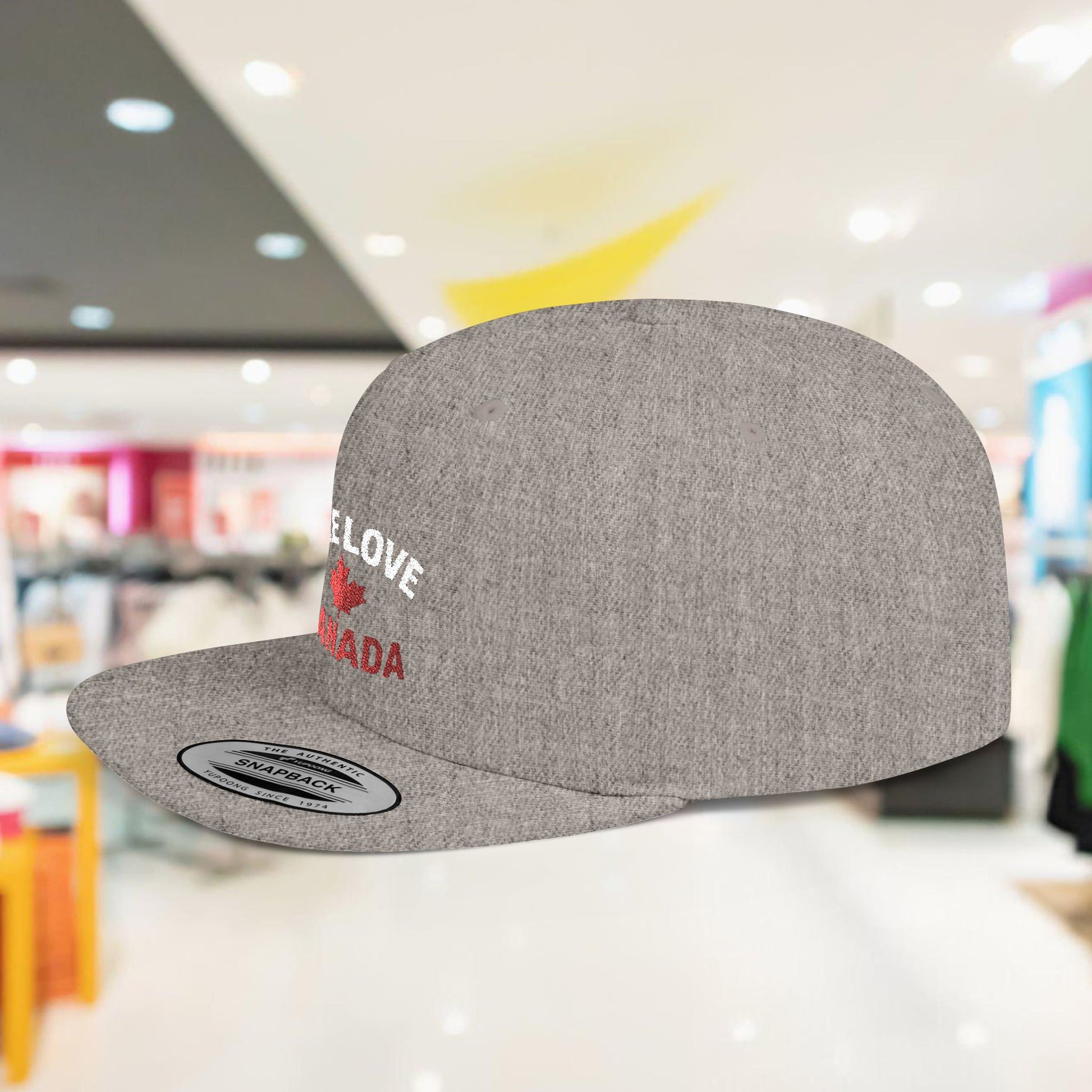 One Love Canada Flat Bill Snapback Cap, Trendy Hat - OneLoveCanada