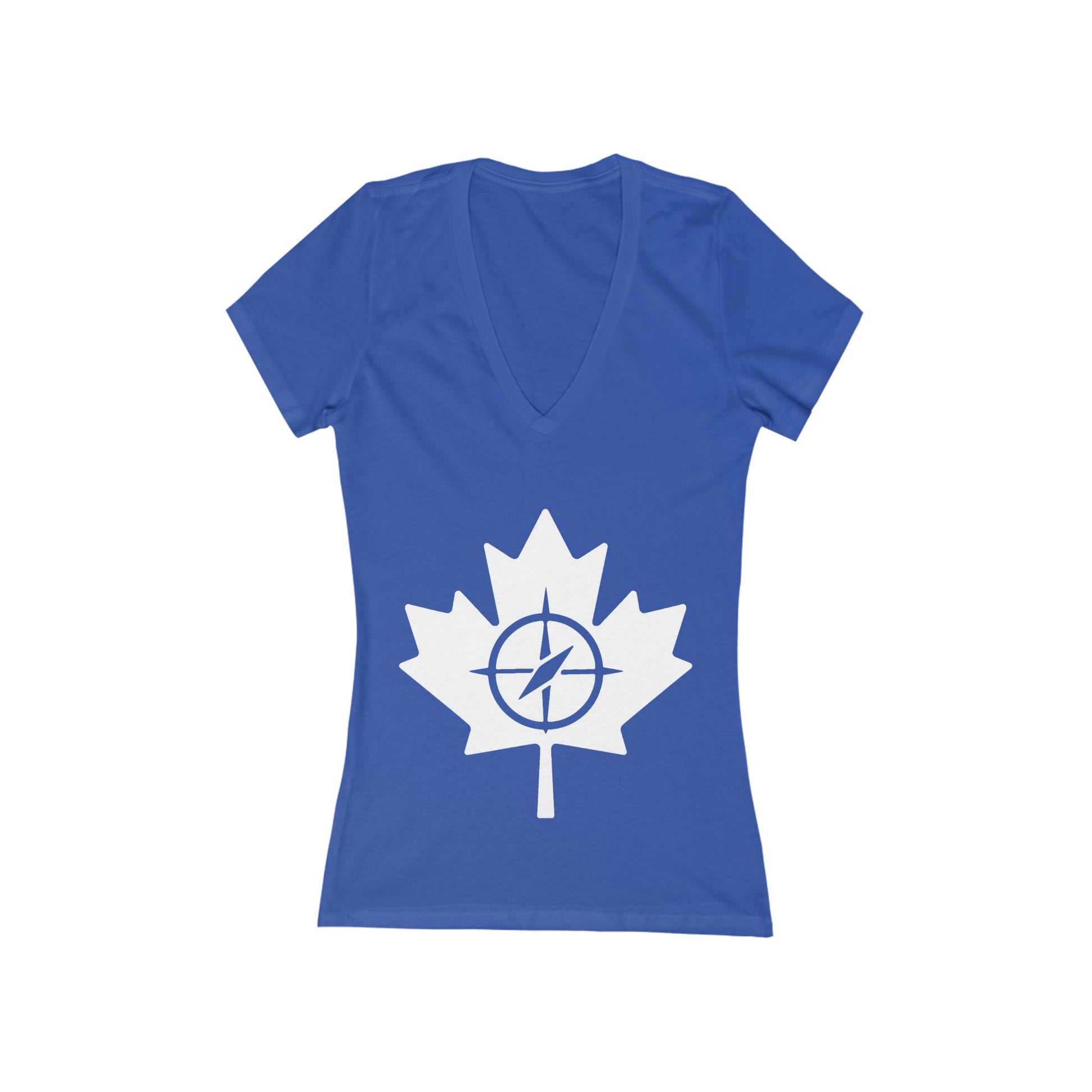 Women's Deep V-Neck Tee with Maple Leaf Design - Perfect for Canada Day - OneLoveCanada