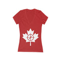 Women's Deep V-Neck Tee with Maple Leaf Design - Perfect for Canada Day - OneLoveCanada