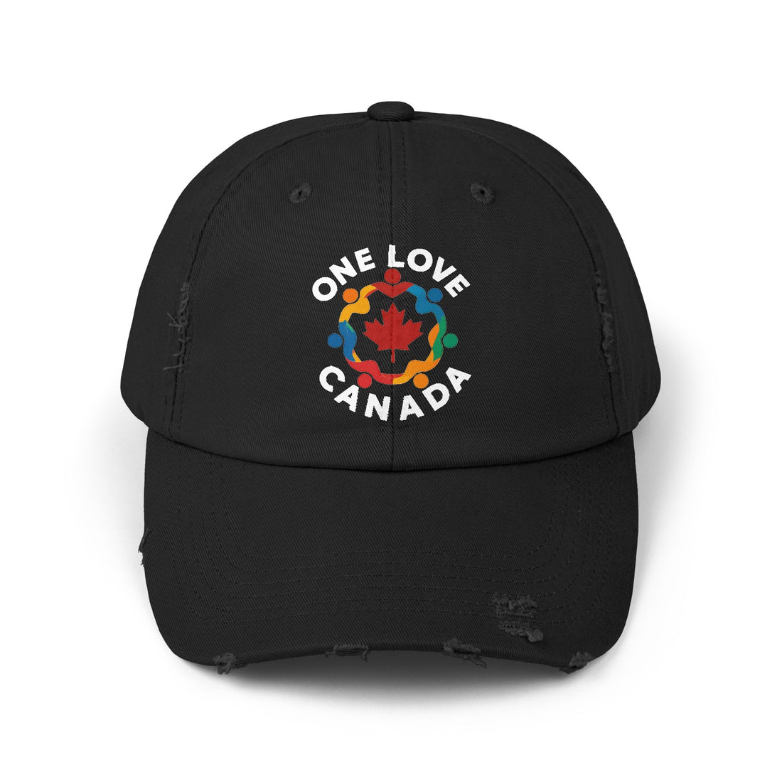 Colorful 'One Love Canada' Unisex Distressed Cap - Casual Style Outdoor Gear - OneLoveCanada