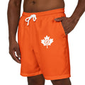Vibrant Orange Unisex Swim Shorts, Summer Beachwear - OneLoveCanada