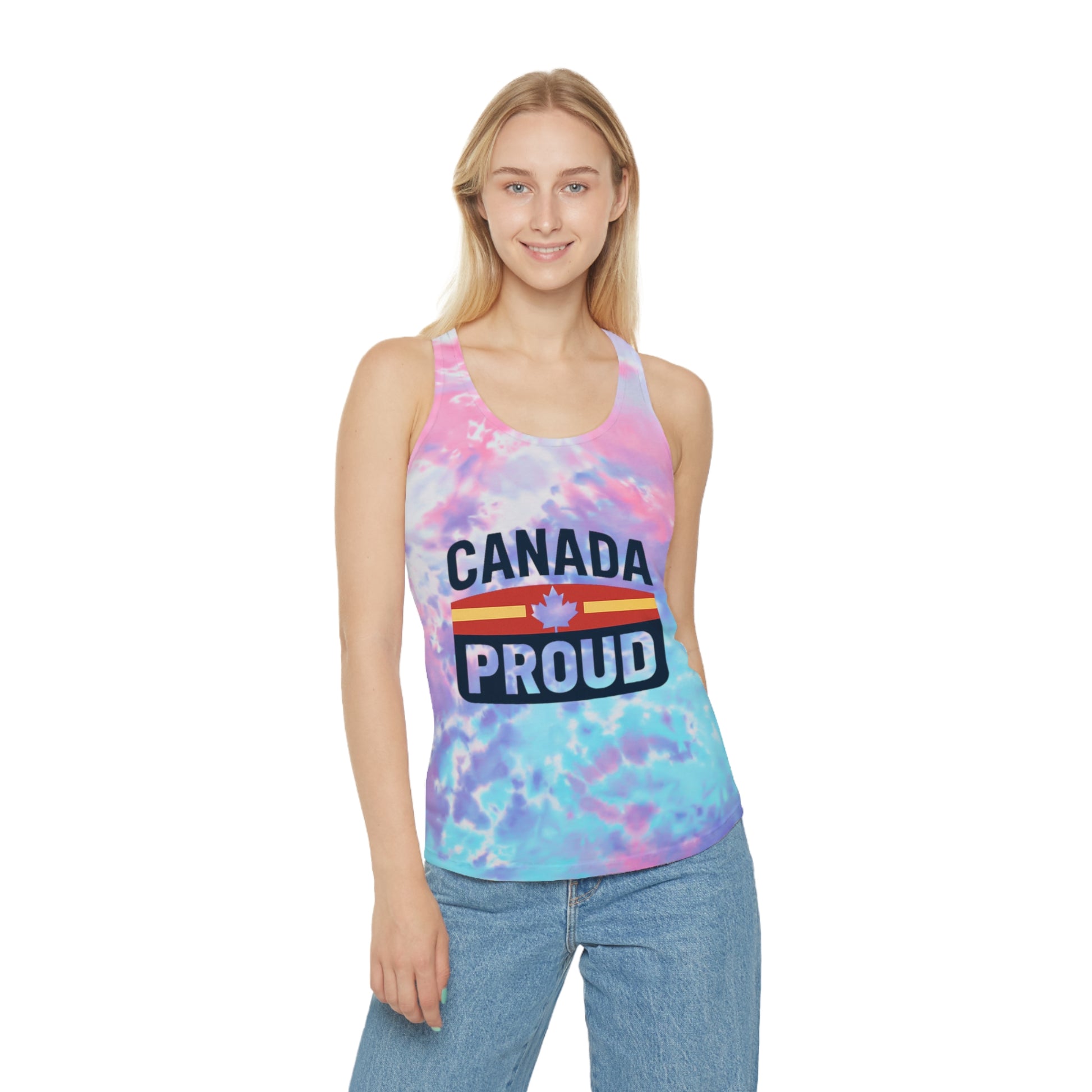 One Love Canada Tie Dye Racerback Tank Top, Summer Fashion - OneLoveCanada