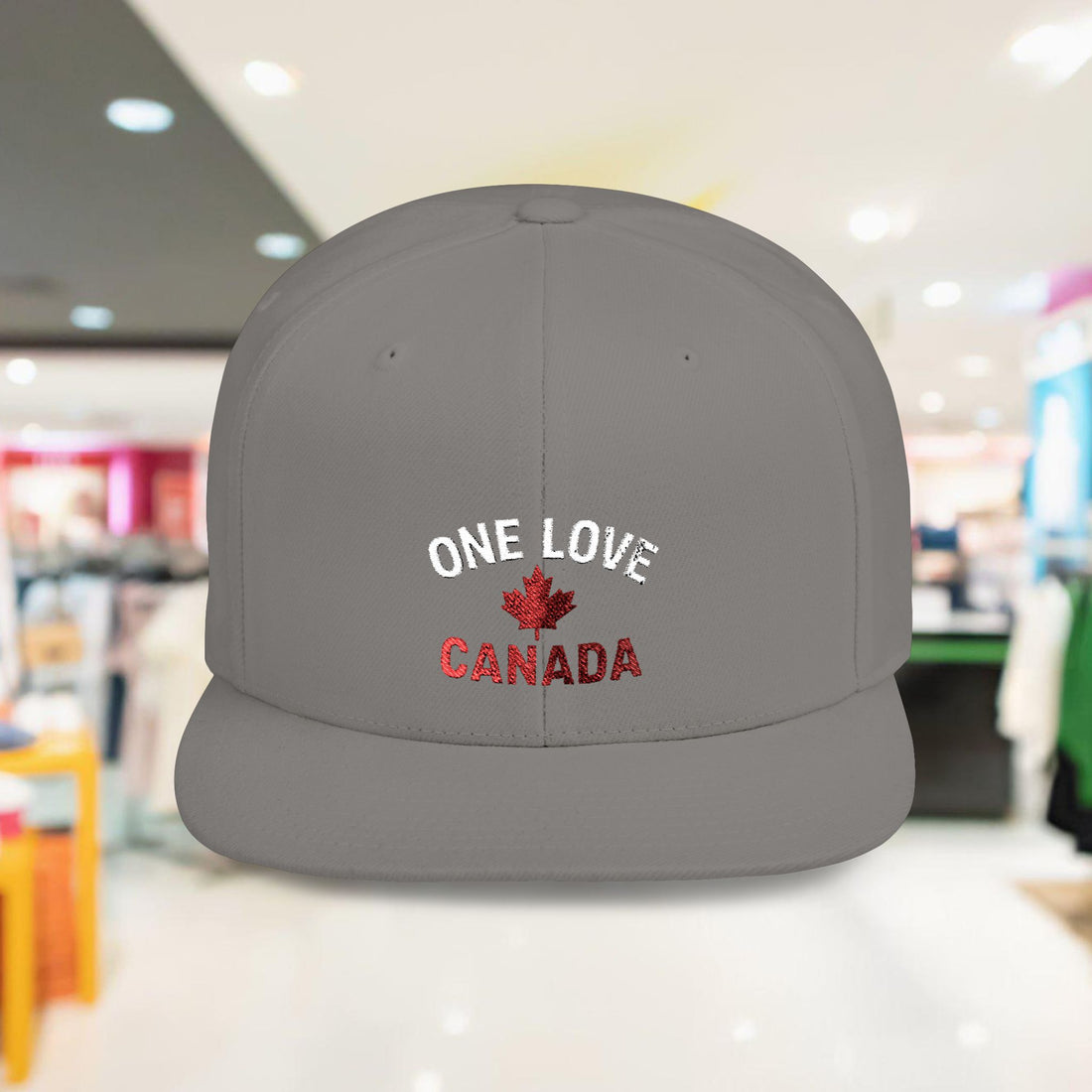 One Love Canada Flat Bill Snapback Cap, Trendy Hat - OneLoveCanada