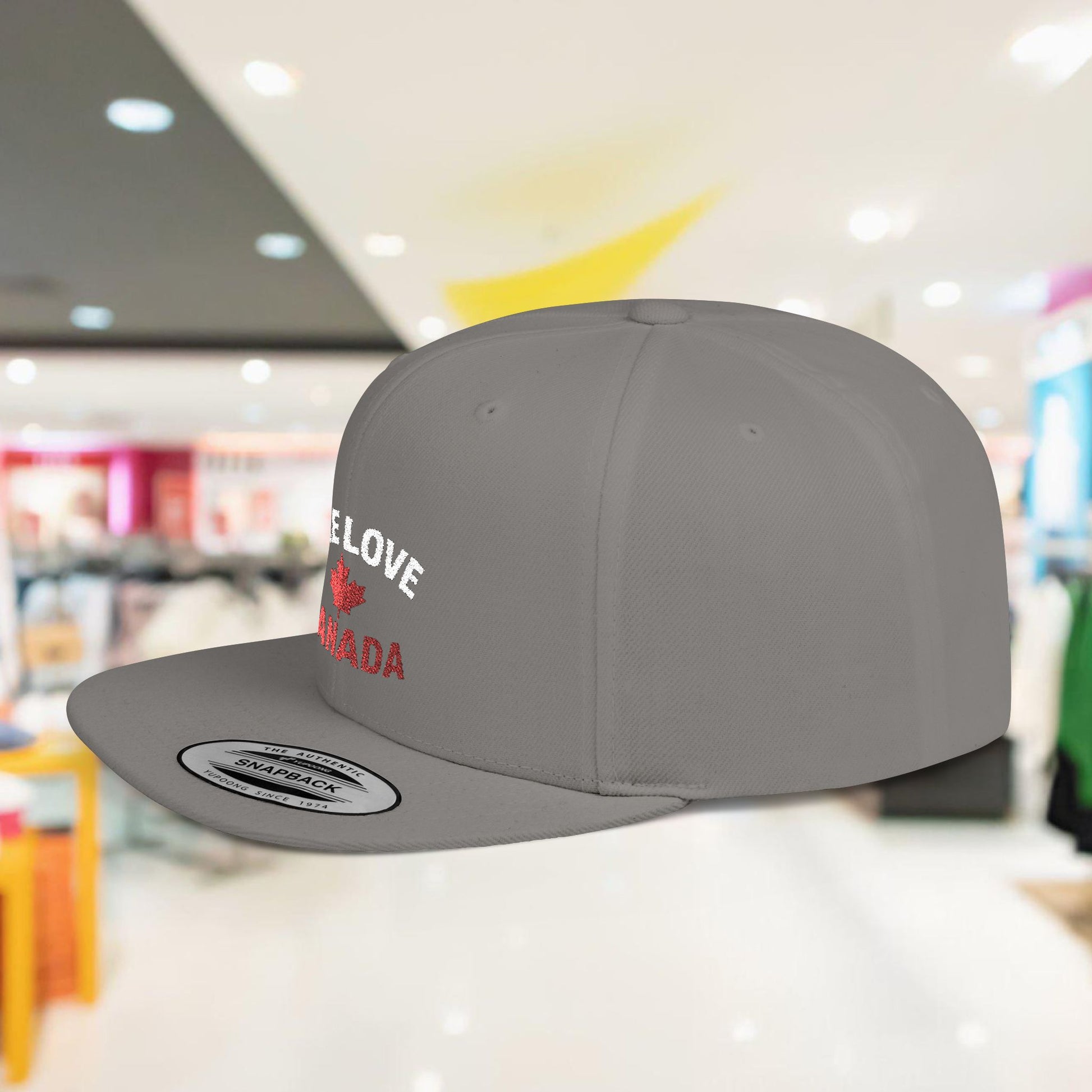One Love Canada Flat Bill Snapback Cap, Trendy Hat - OneLoveCanada
