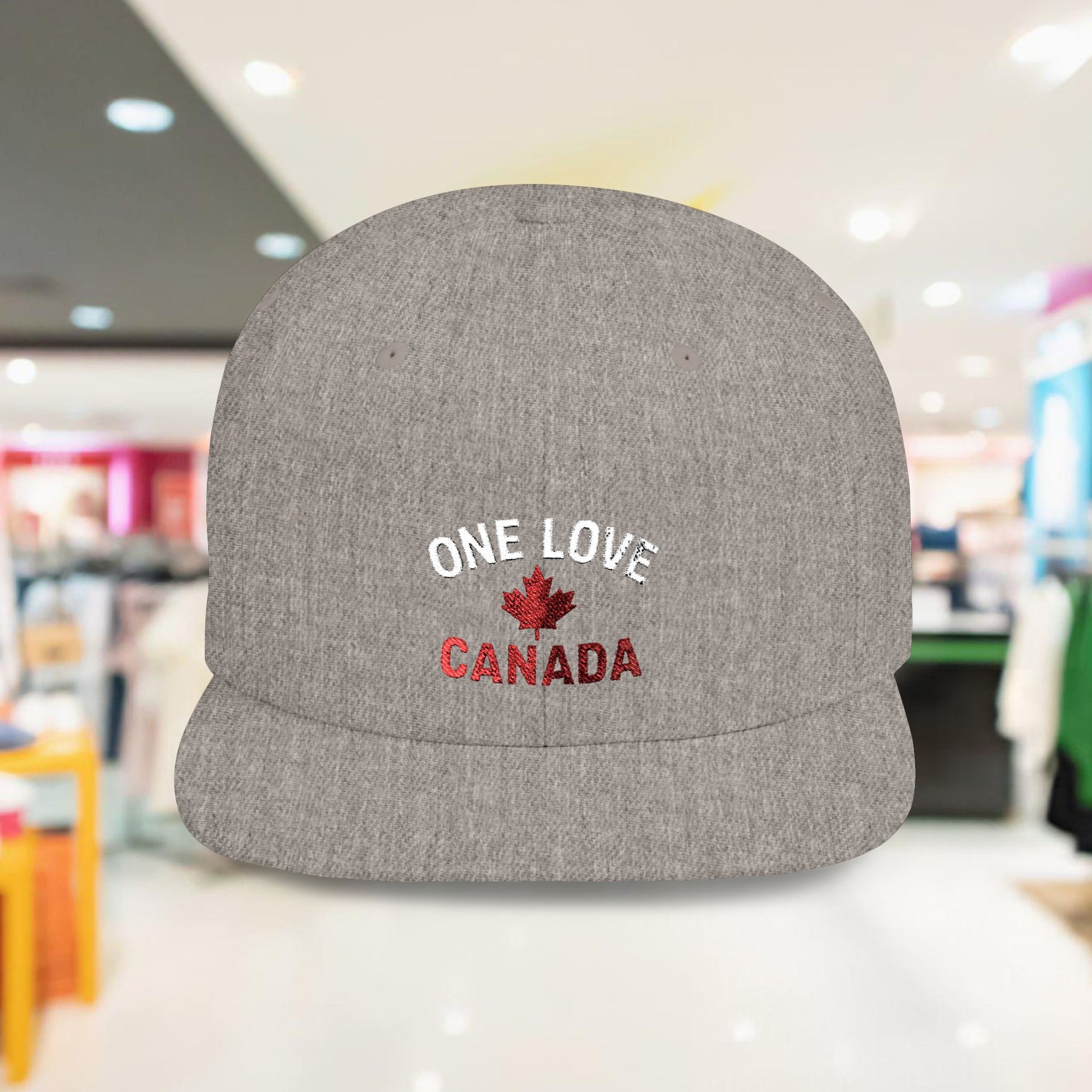 One Love Canada Flat Bill Snapback Cap, Trendy Hat - OneLoveCanada