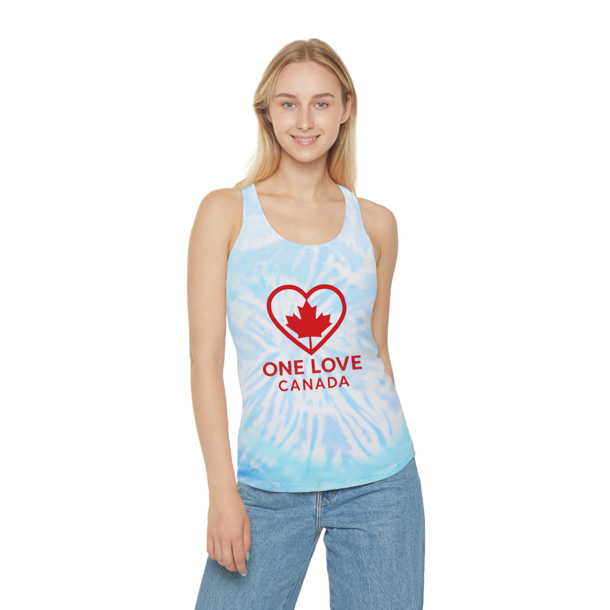 One Love Canada Tie Dye Racerback Tank Top, Summer Fashion - OneLoveCanada