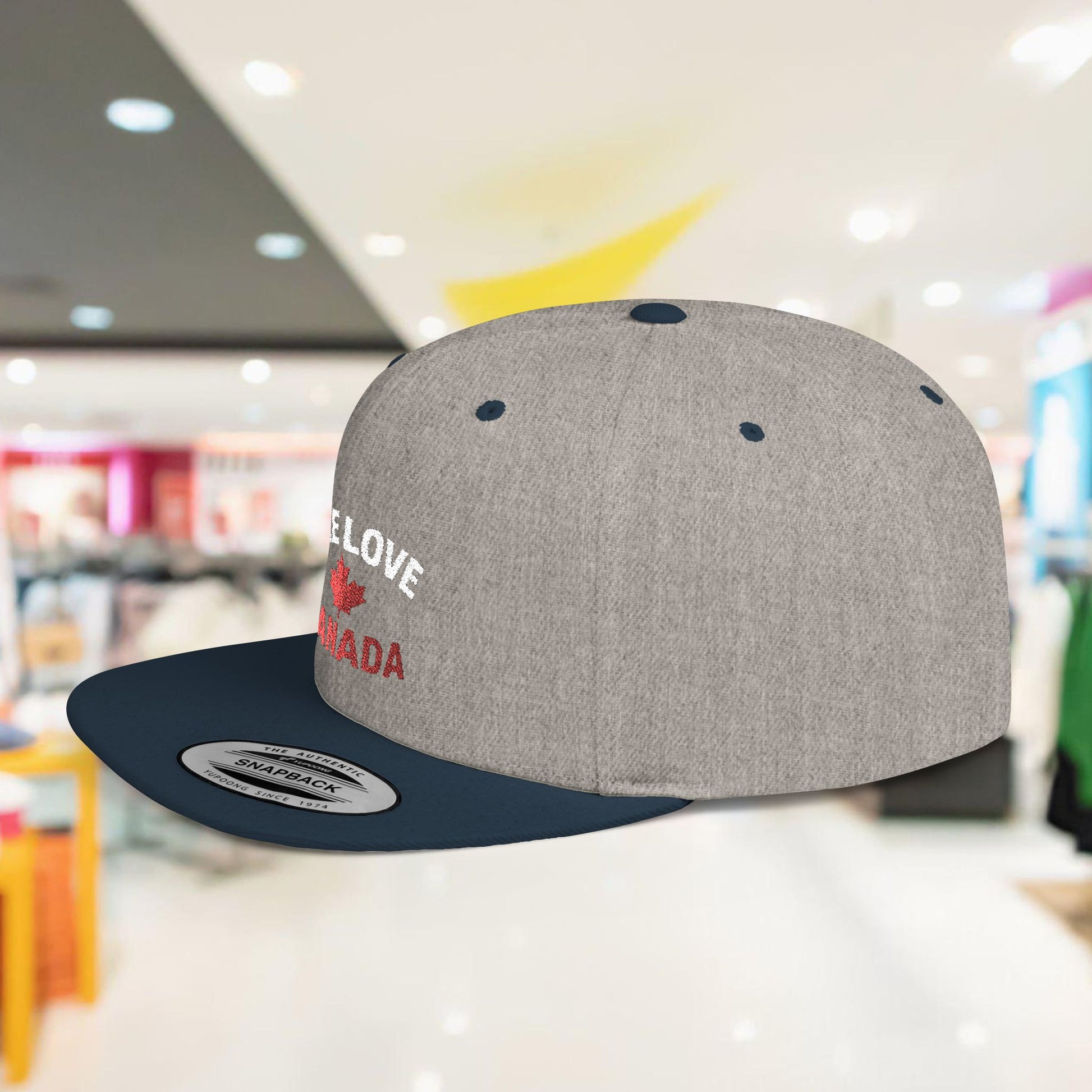 One Love Canada Flat Bill Snapback Cap, Trendy Hat - OneLoveCanada