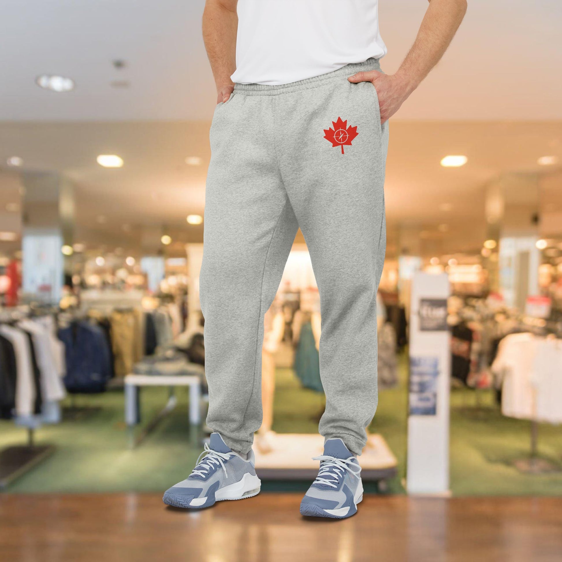 Cozy Fleece Joggers with Maple Leaf Design - OneLoveCanada