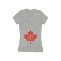 Women's Deep V-Neck Tee with Maple Leaf Design - Perfect for Canada Day - OneLoveCanada