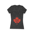 Women's Deep V-Neck Tee with Maple Leaf Design - Perfect for Canada Day - OneLoveCanada