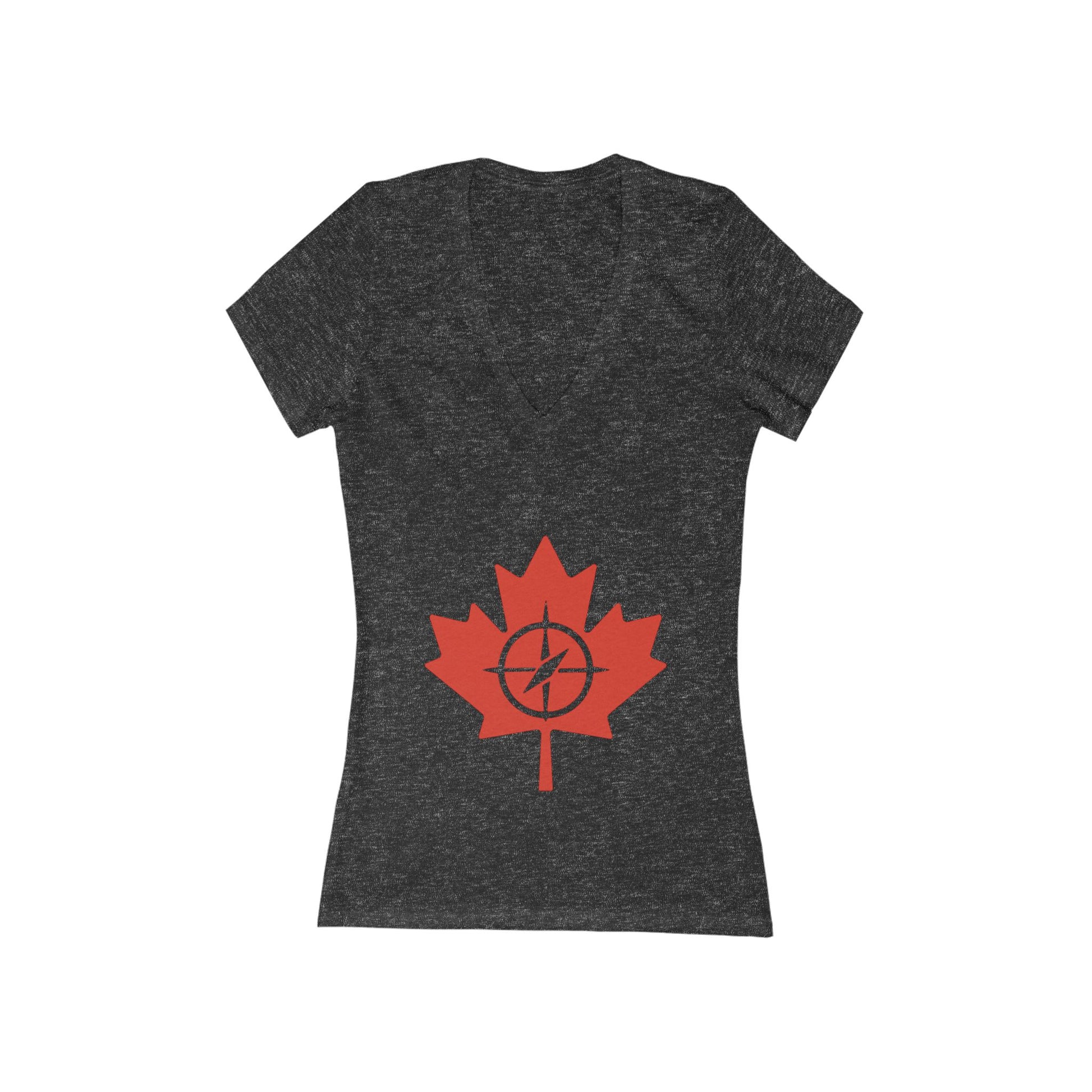 Women's Deep V-Neck Tee with Maple Leaf Design - Perfect for Canada Day - OneLoveCanada