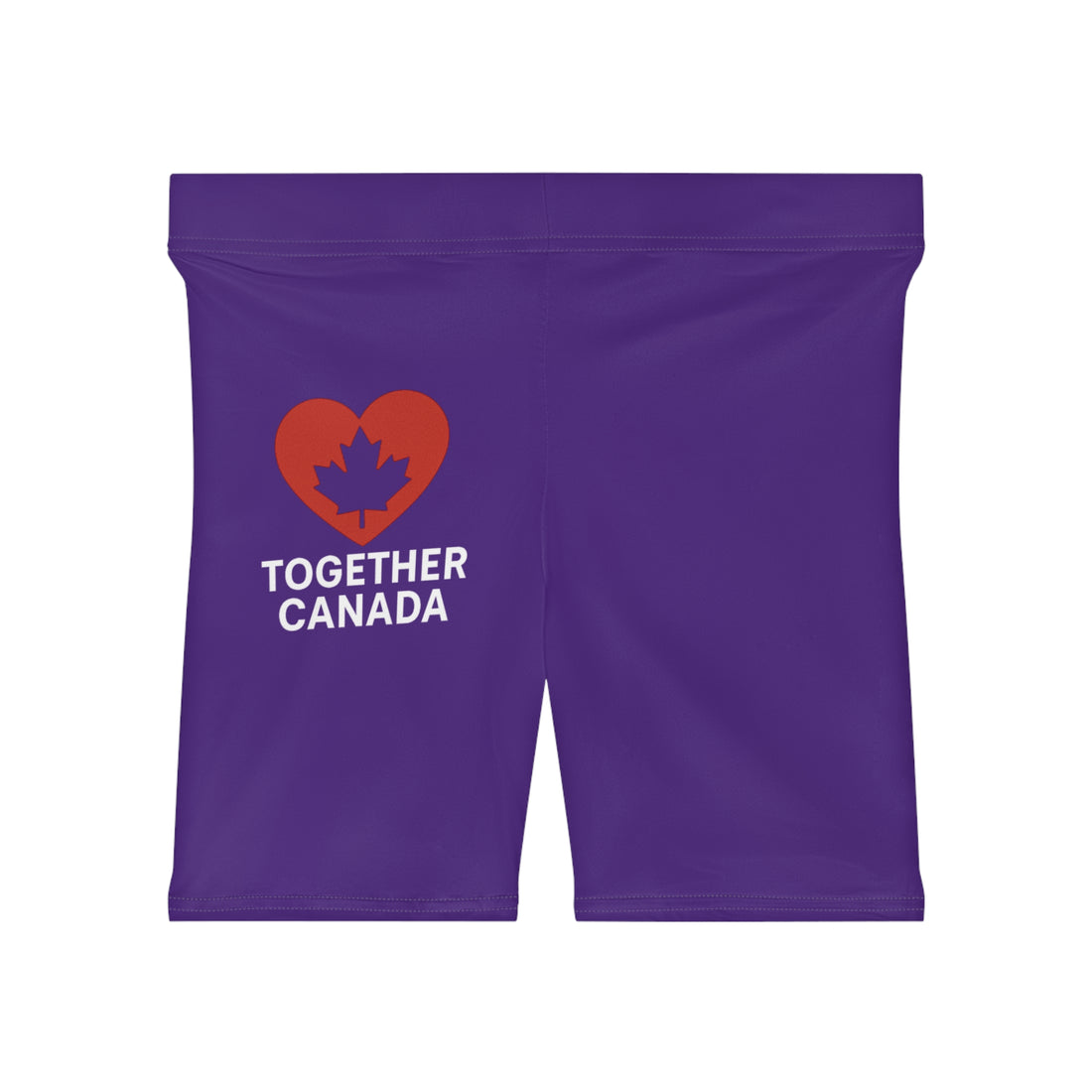 Purple Women's Biker Shorts - Together Canada Heart Design - OneLoveCanada