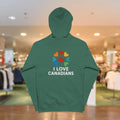 Unisex Fleece Zip Up Hoodie with 'I Love Canadians' Design - OneLoveCanada