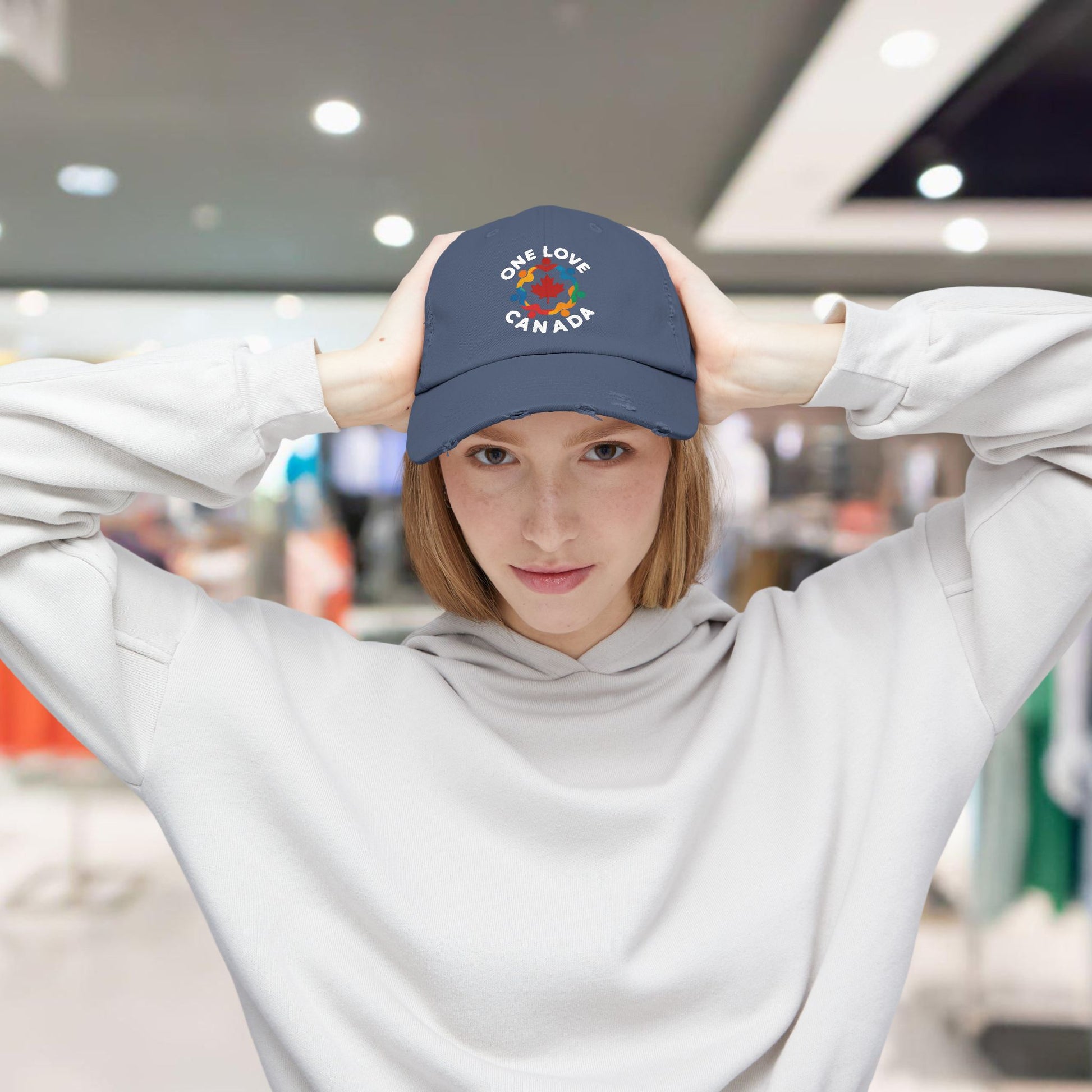 Colorful 'One Love Canada' Unisex Distressed Cap - Casual Style Outdoor Gear - OneLoveCanada