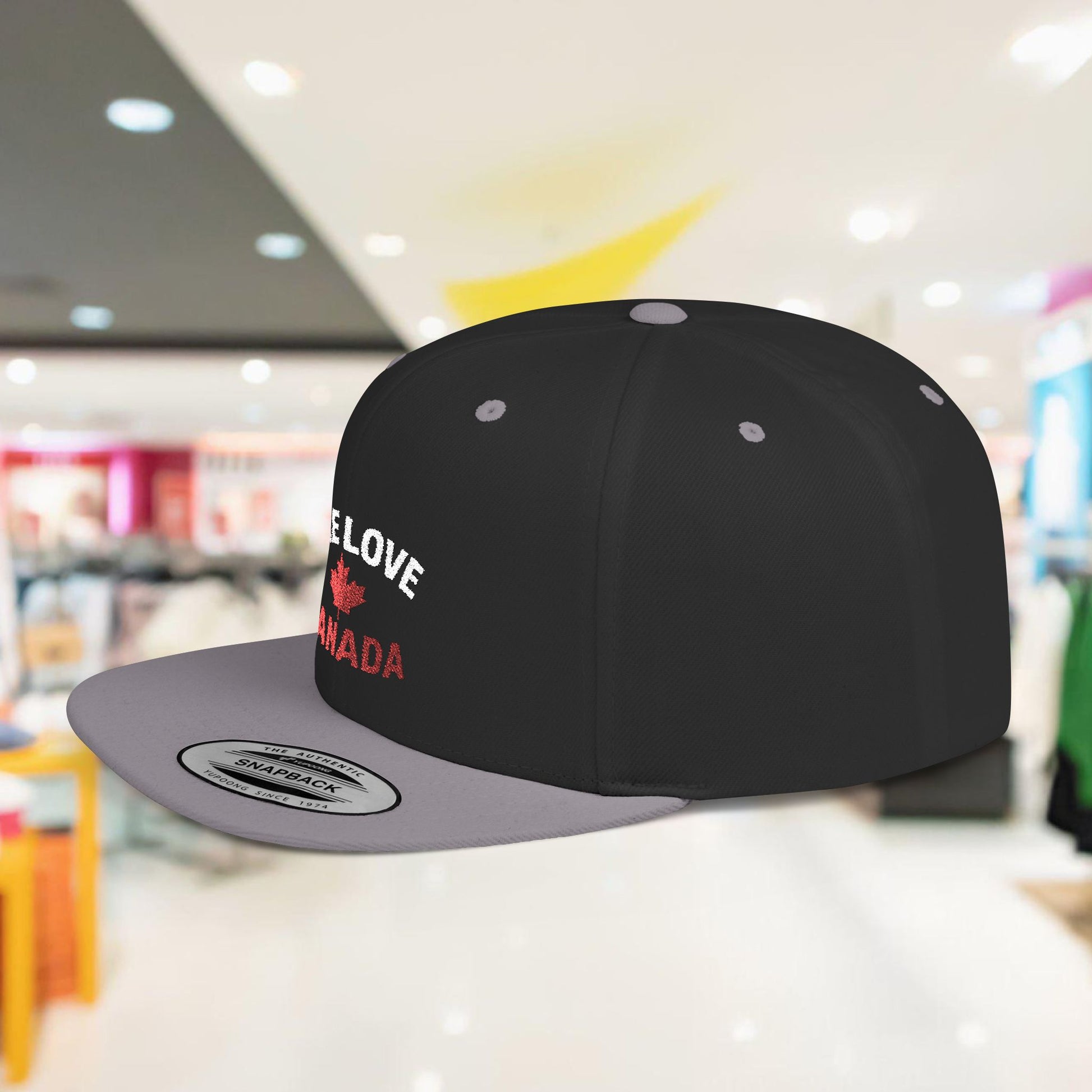 One Love Canada Flat Bill Snapback Cap, Trendy Hat - OneLoveCanada