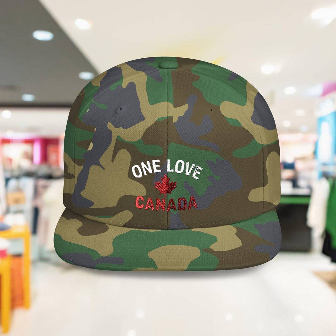 One Love Canada Flat Bill Snapback Cap, Trendy Hat - OneLoveCanada