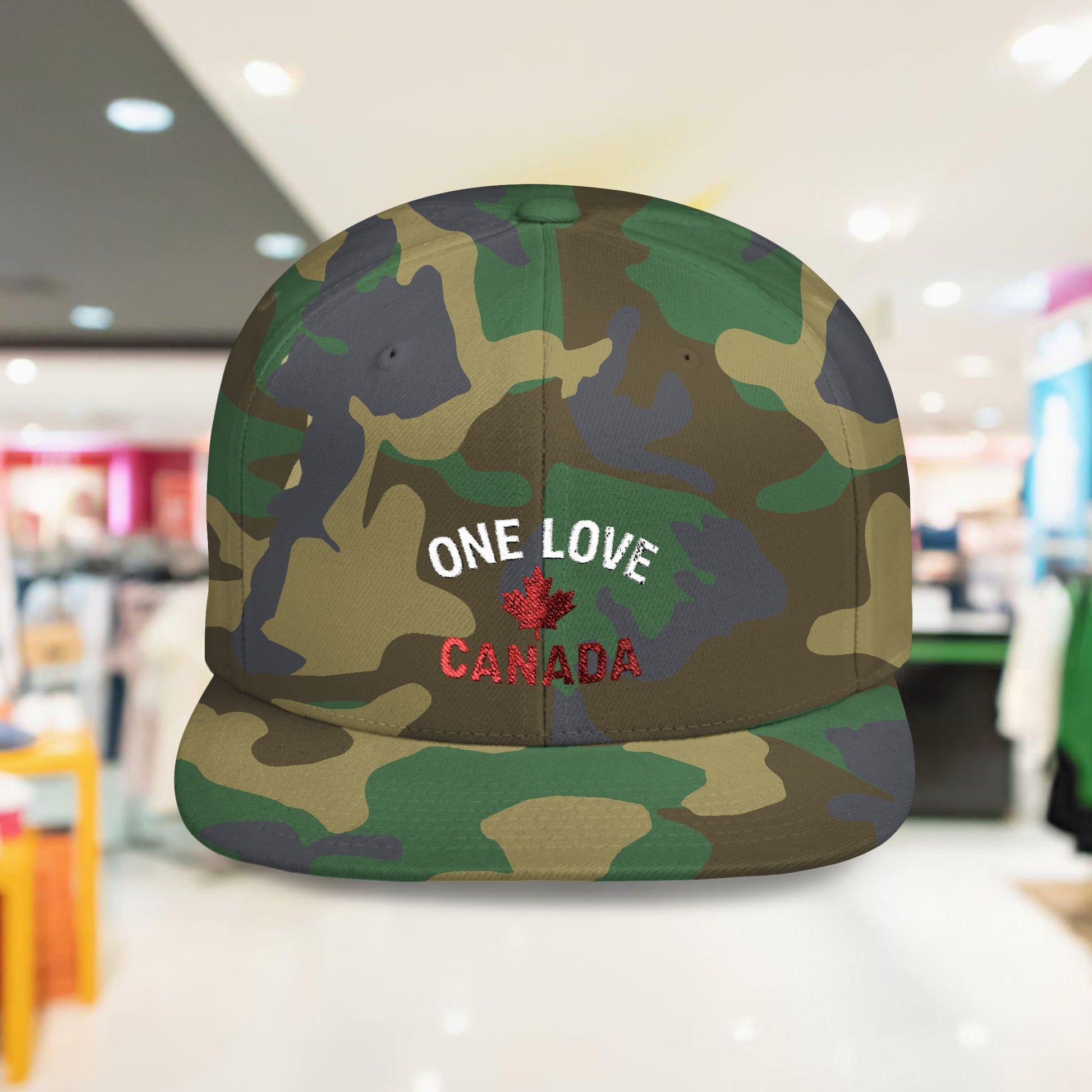 One Love Canada Flat Bill Snapback Cap, Trendy Hat - OneLoveCanada