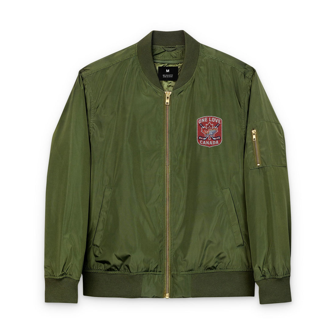 Recycled Bomber Jacket with Embroidery, Eco-Friendly Fashion - OneLoveCanada