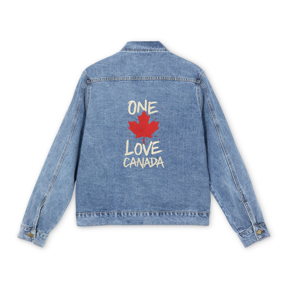 Stylish Men's Denim Jacket with 'One Love Canada' Design - OneLoveCanada
