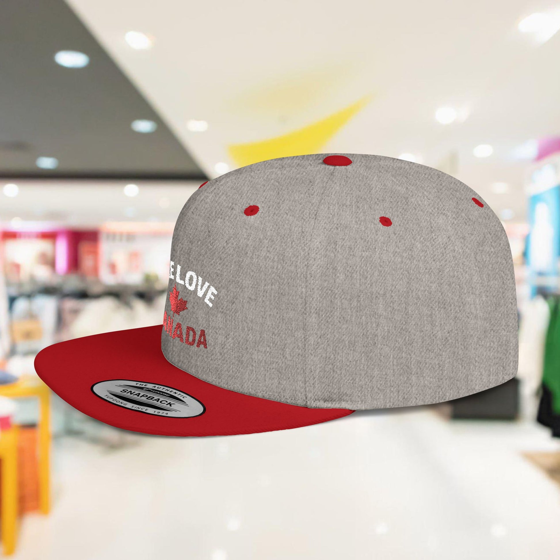 One Love Canada Flat Bill Snapback Cap, Trendy Hat - OneLoveCanada