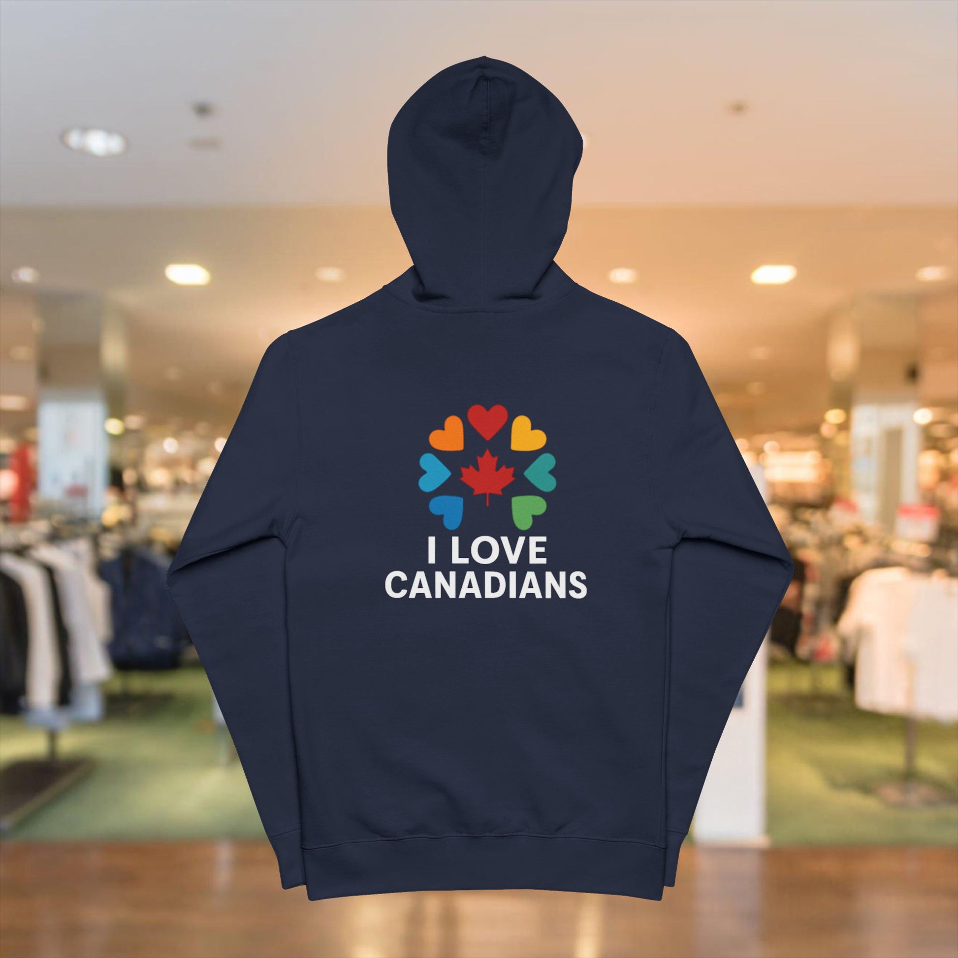 Unisex Fleece Zip Up Hoodie with 'I Love Canadians' Design - OneLoveCanada