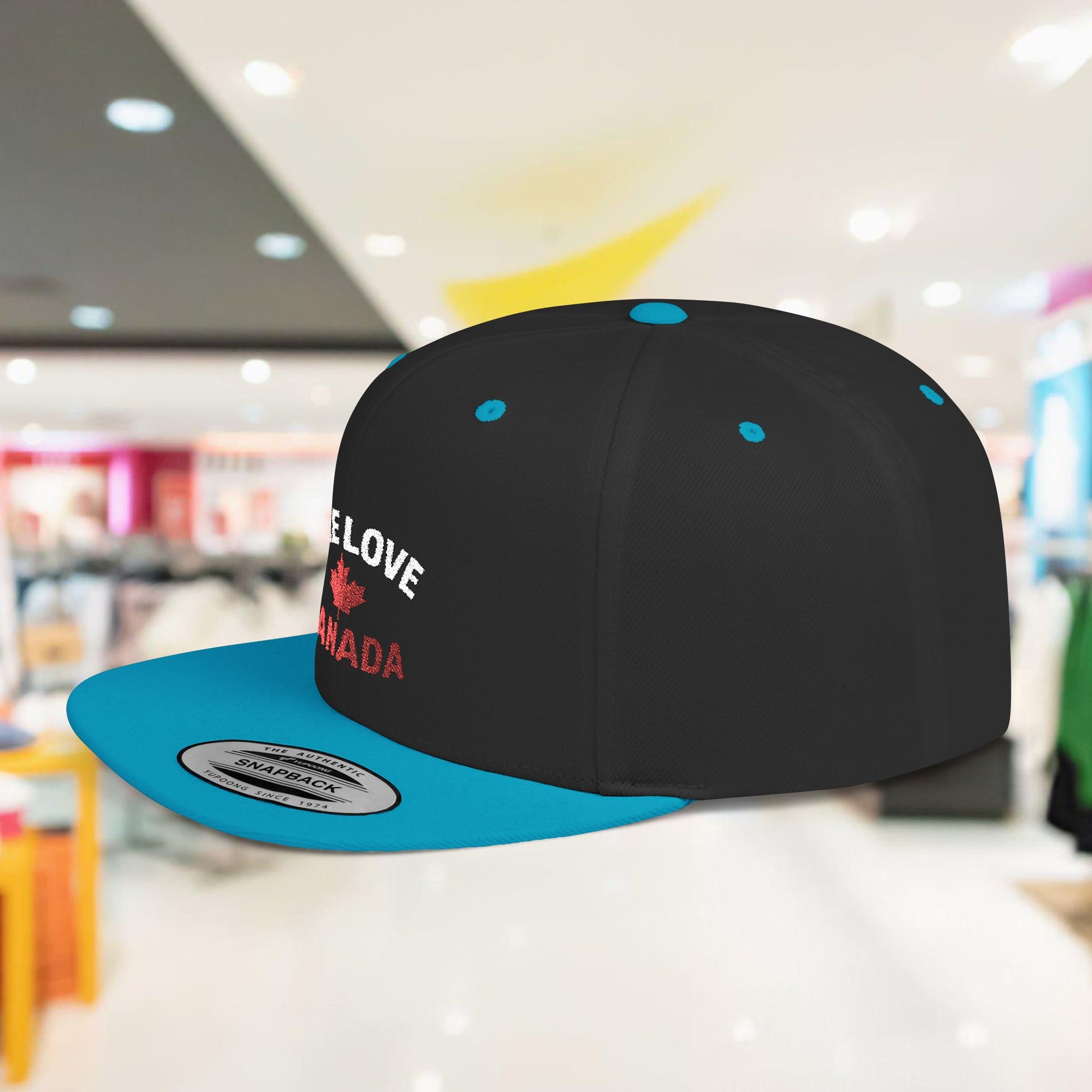 One Love Canada Flat Bill Snapback Cap, Trendy Hat - OneLoveCanada