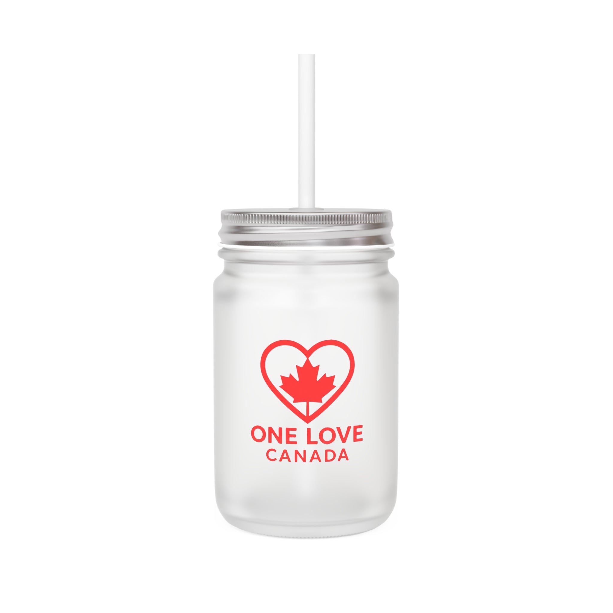 Frosted Mason Jar with Straw - One Love Canada Summer Drinkware - OneLoveCanada