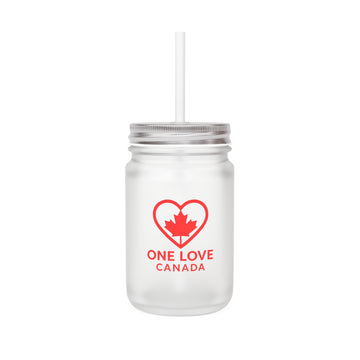 Frosted Mason Jar with Straw - One Love Canada Summer Drinkware - OneLoveCanada