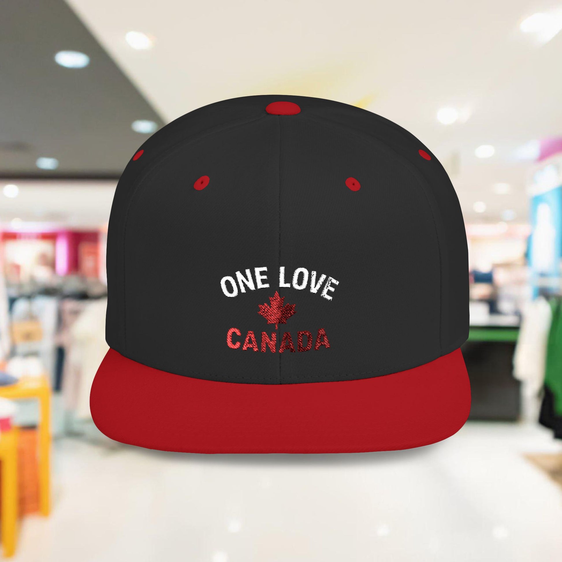 One Love Canada Flat Bill Snapback Cap, Trendy Hat - OneLoveCanada