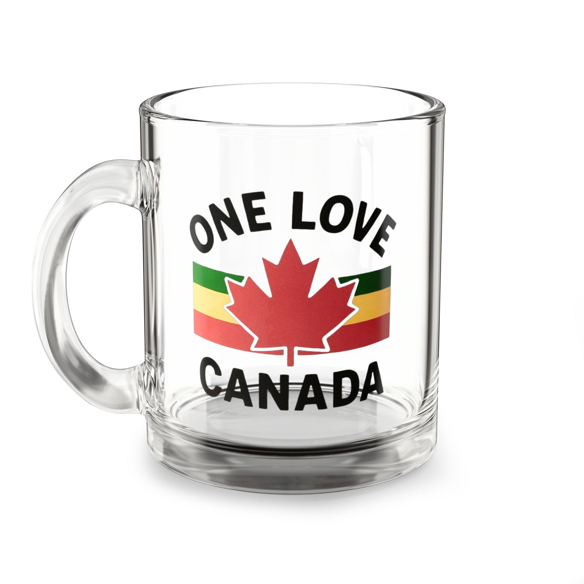 One Love Canada Glass Mug - 10oz, Perfect for Gifts, Canada Day - OneLoveCanada