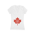 Women's Deep V-Neck Tee with Maple Leaf Design - Perfect for Canada Day - OneLoveCanada