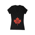 Women's Deep V-Neck Tee with Maple Leaf Design - Perfect for Canada Day - OneLoveCanada