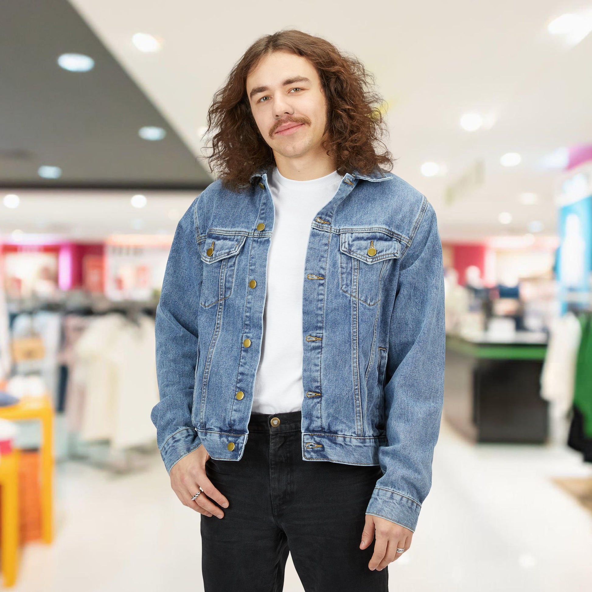 Stylish Men's Denim Jacket with 'One Love Canada' Design - OneLoveCanada