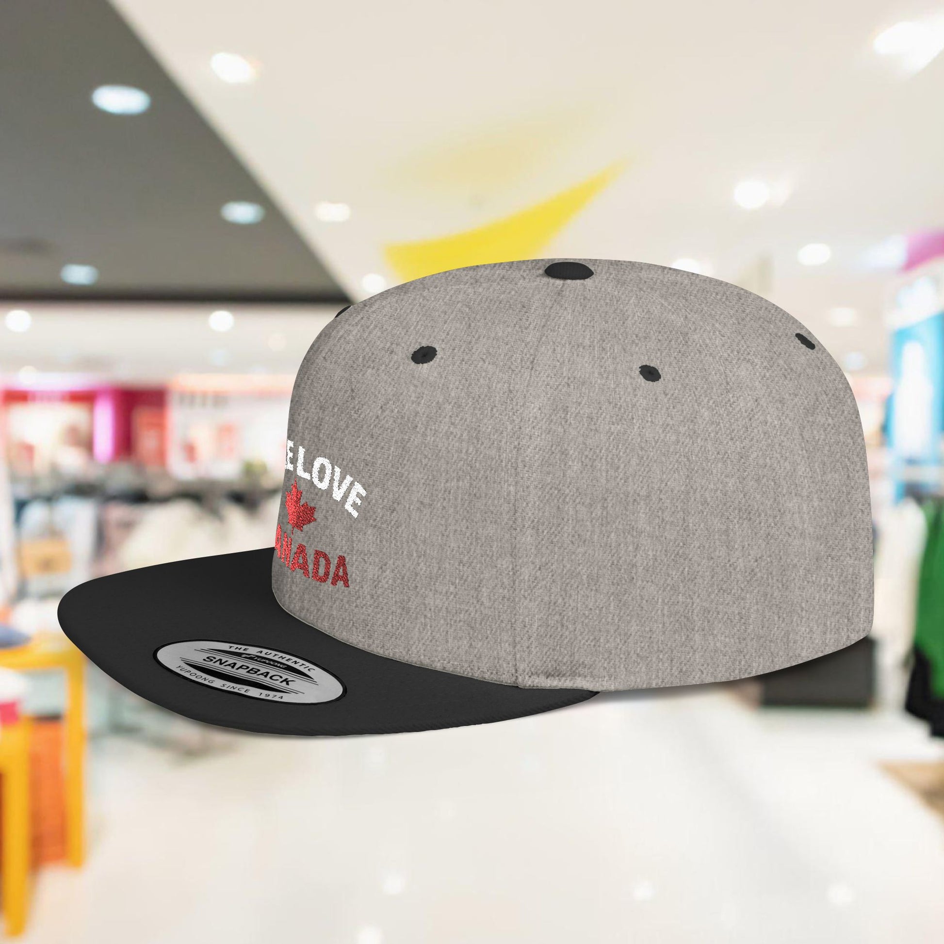 One Love Canada Flat Bill Snapback Cap, Trendy Hat - OneLoveCanada