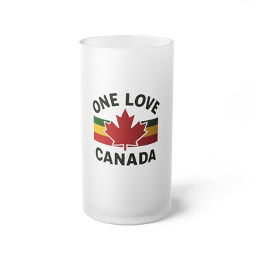 Frosted Glass Mug with One Love Canada Design - Perfect for Beer Lovers - OneLoveCanada