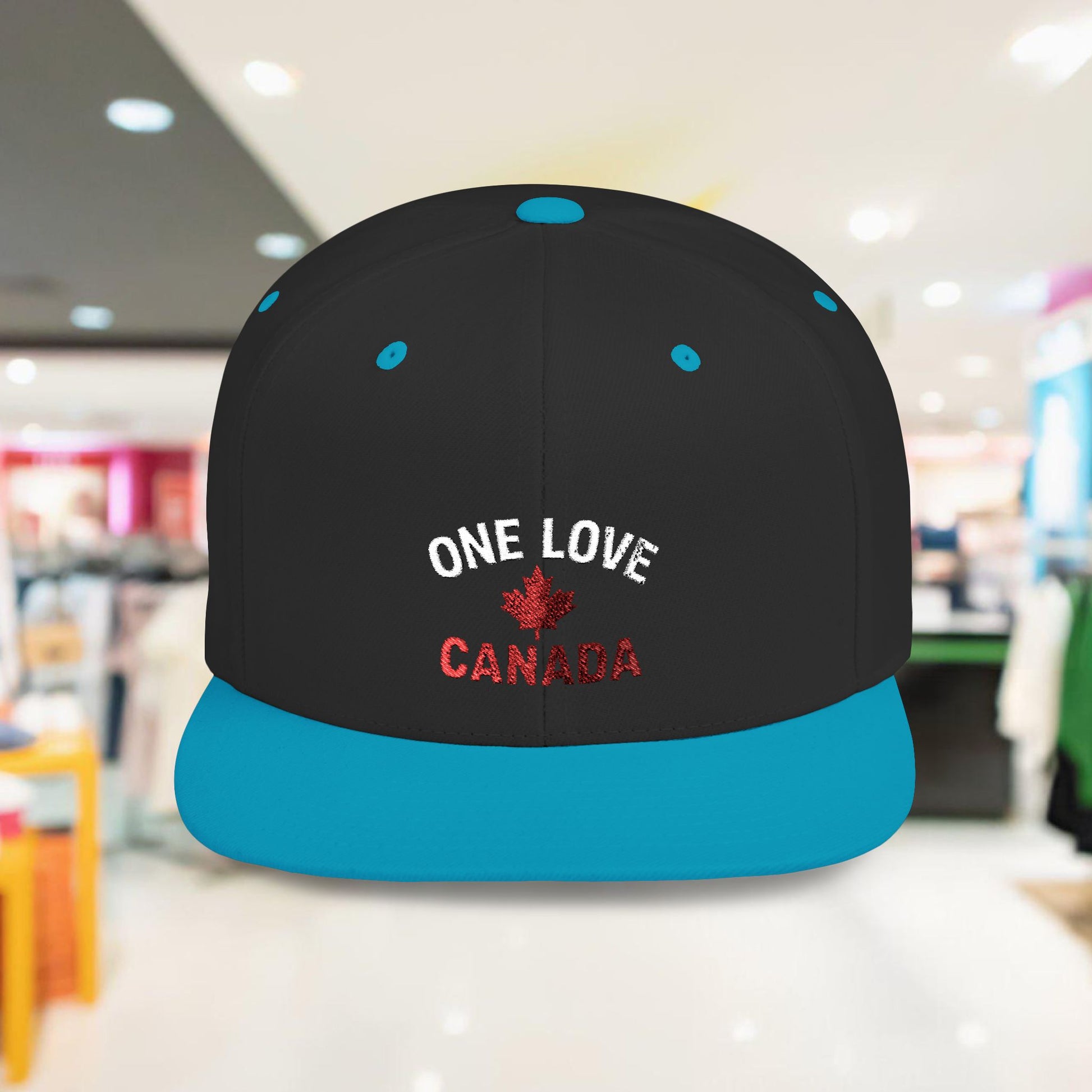 One Love Canada Flat Bill Snapback Cap, Trendy Hat - OneLoveCanada