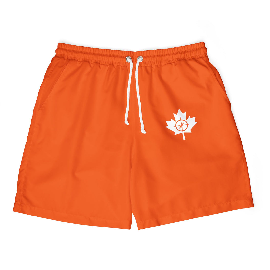 Vibrant Orange Unisex Swim Shorts, Summer Beachwear - OneLoveCanada