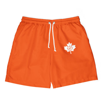 Vibrant Orange Unisex Swim Shorts, Summer Beachwear - OneLoveCanada