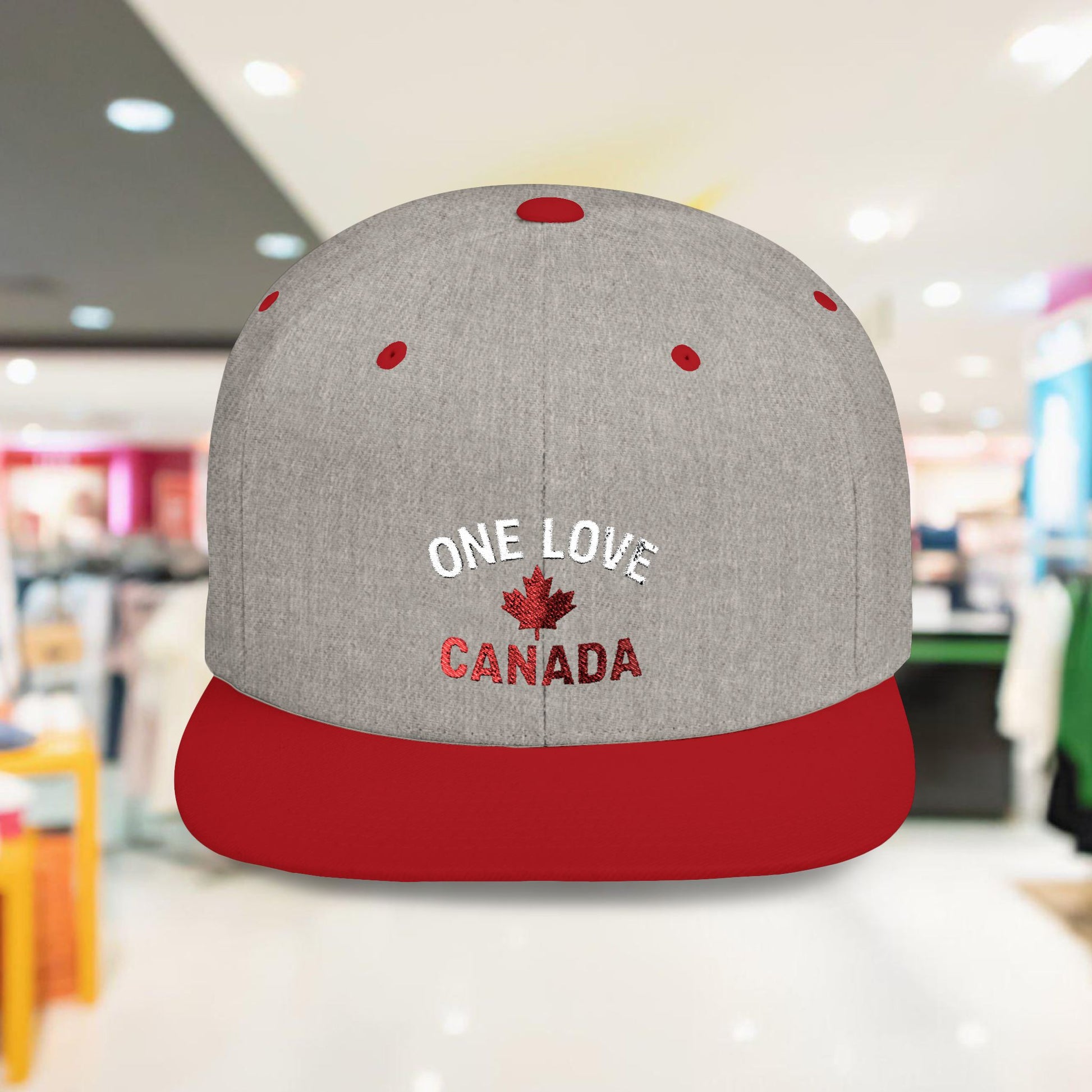 One Love Canada Flat Bill Snapback Cap, Trendy Hat - OneLoveCanada