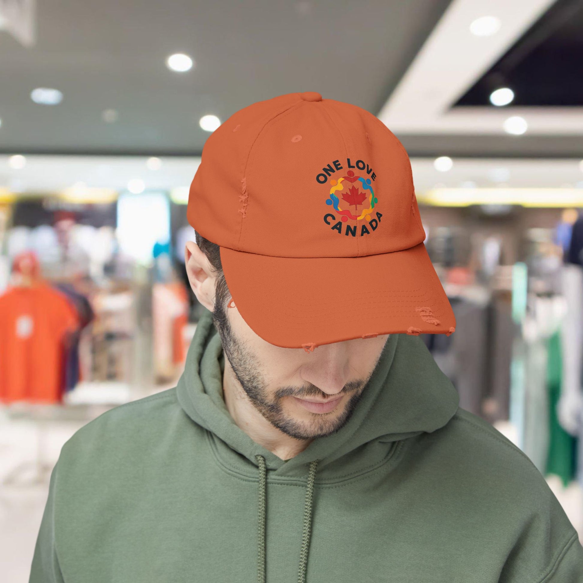 Colorful 'One Love Canada' Unisex Distressed Cap - Casual Style Outdoor Gear - OneLoveCanada