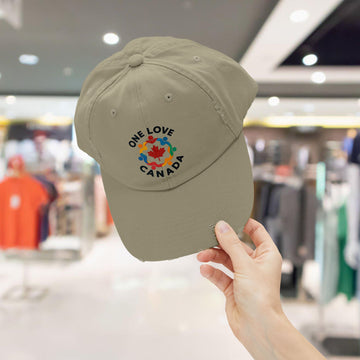 Colorful 'One Love Canada' Unisex Distressed Cap - Casual Style Outdoor Gear - OneLoveCanada