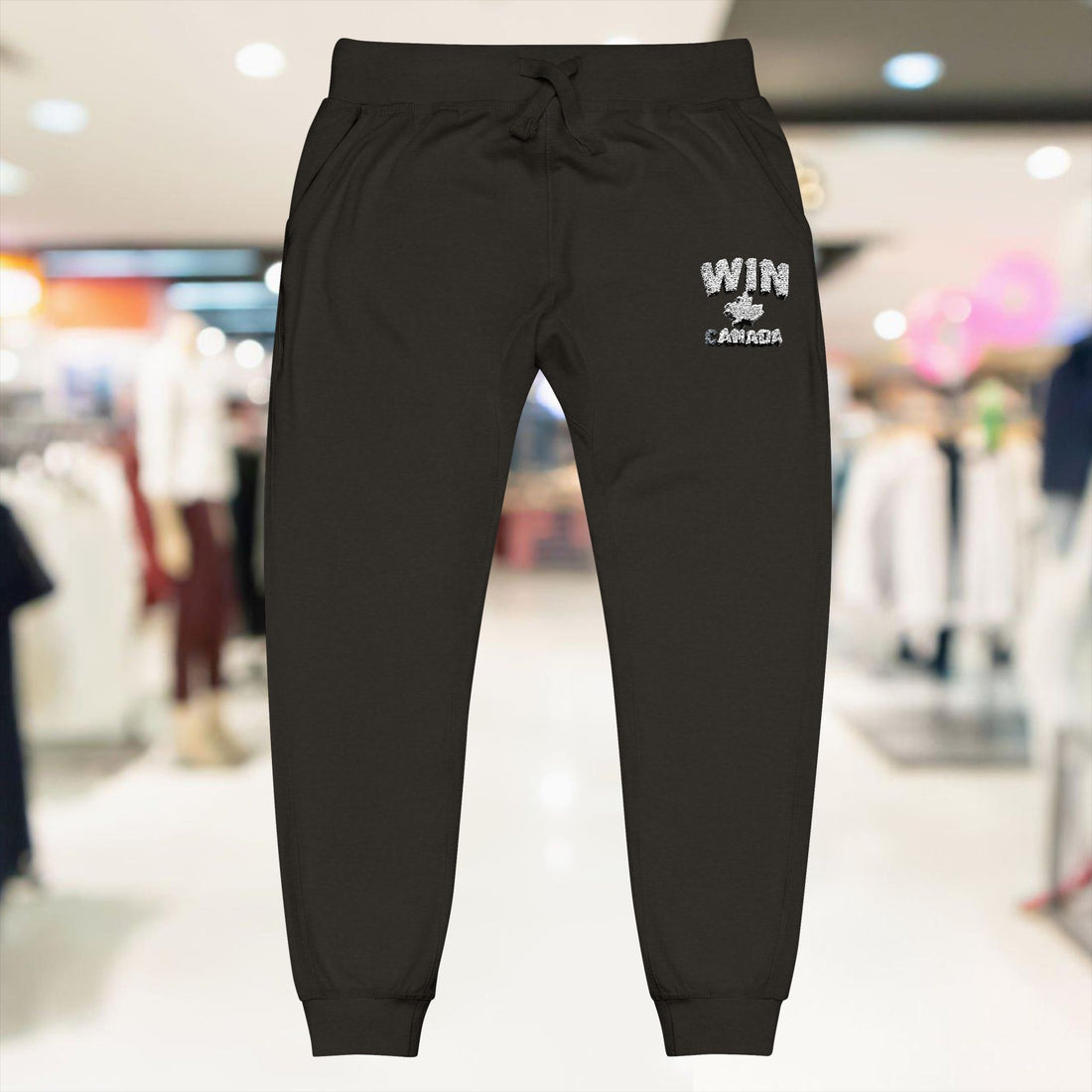 Cozy Embroidered Fleece Sweatpants, Unisex Lounge Wear - OneLoveCanada