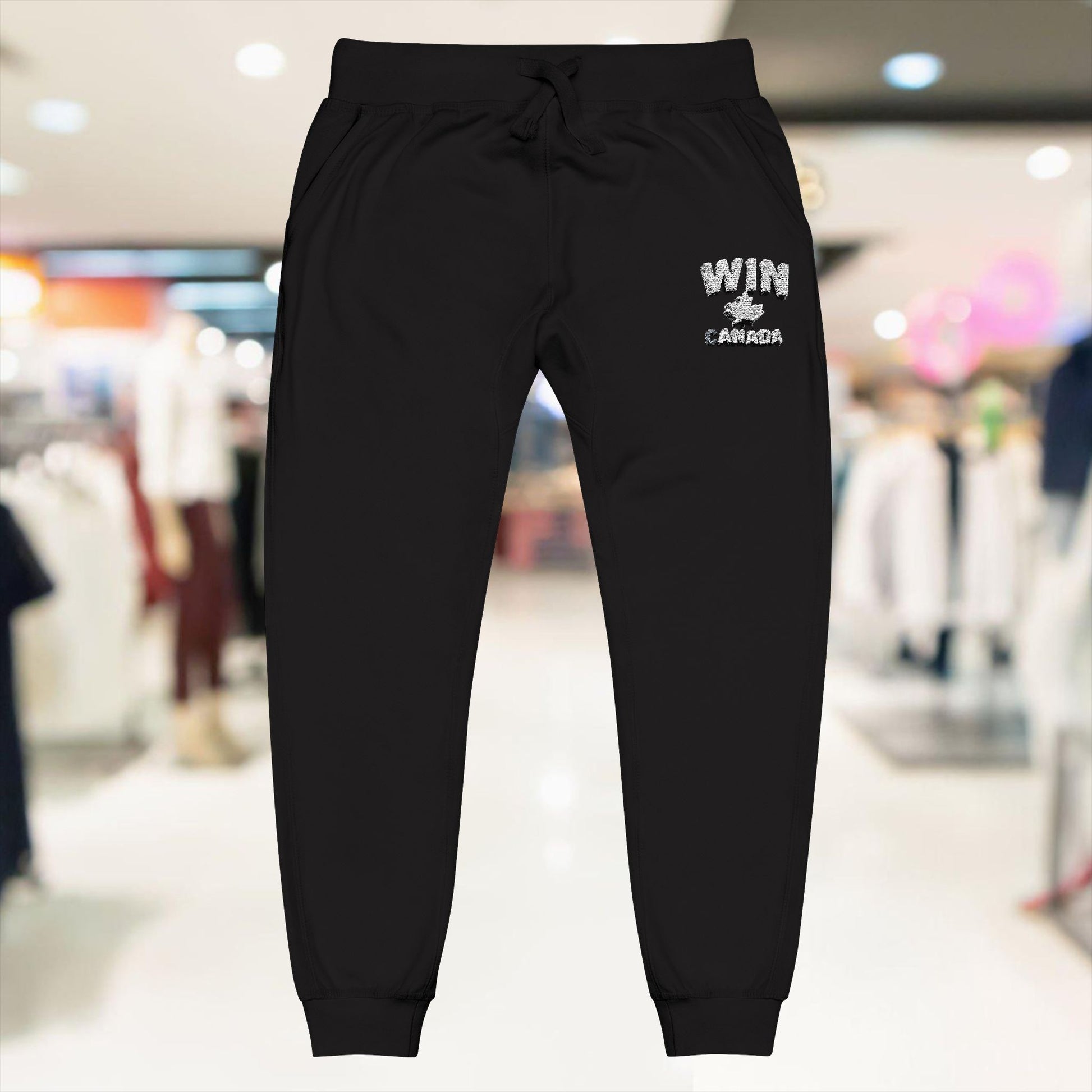 Cozy Embroidered Fleece Sweatpants, Unisex Lounge Wear - OneLoveCanada