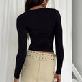 Women Long Sleeve T Shirt Spring Autumn Solid Slim Fit Casual Shirts Female Pullovers Basic Tee Y2k Clothes Streetwear Crop Tops - OneLoveCanada