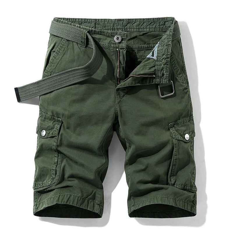 High Quality 2024 Summer Men's Baggy Multi Pocket Military Cargo Shorts Male Cotton Mens Tactical Shorts Short Pants No Belt