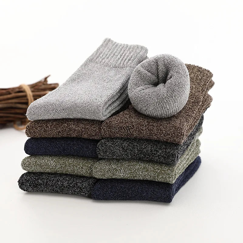 5 Pairs Thicken Socks Men High Quality Towel Keep Warm Winter Socks Cotton Christmas Gift Socks For Man Thermal Size 38-45