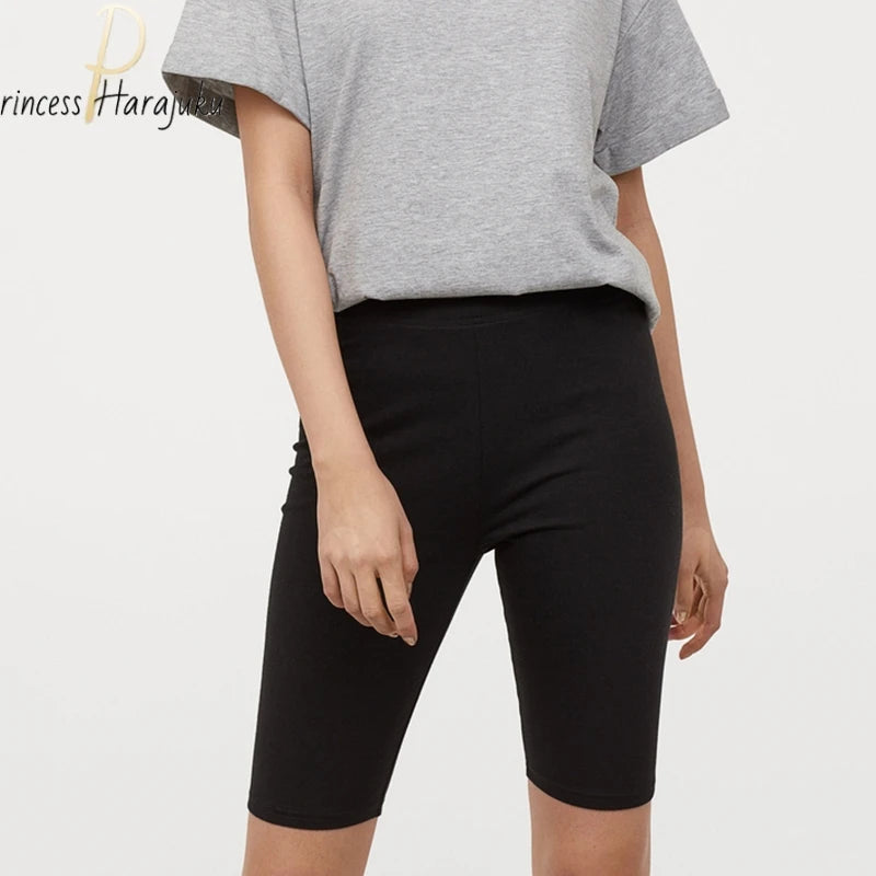 High Waist Summer Casual Shorts Women Thin Fitness Elastic Biker Black White Shorts Basic Shorts For Women Clothing Sweatpants