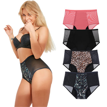 Girls' Menstrual Panties Full Protection 4-Layer Washable Women Underwear High Absorption Functional Leak Proof Period Panties