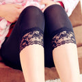 Women Elastic Lace Leggings Summer thin three quarter Pants bodycon jeggings big size Cropped Short Trousers Black White - OneLoveCanada
