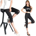 Women Elastic Lace Leggings Summer thin three quarter Pants bodycon jeggings big size Cropped Short Trousers Black White - OneLoveCanada